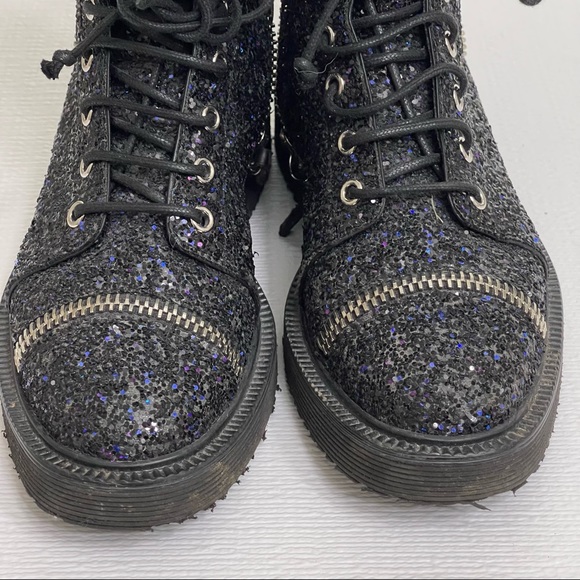 Giuseppe Zanotti sz 36.5 lace up combat boots glitter - Picture 5 of 15